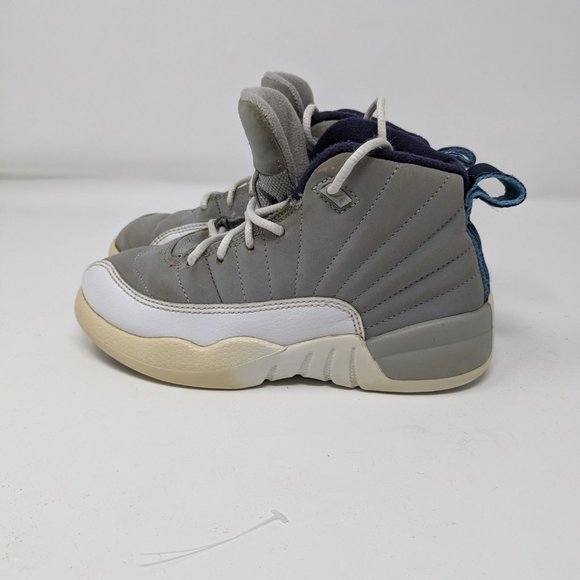 Nike Air Jordan 12 Retro Sneaker Youth 12C Gray Univ Blue Mid Top 151186 007 - Picture 8 of 11